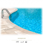 Photo of pool with QR code